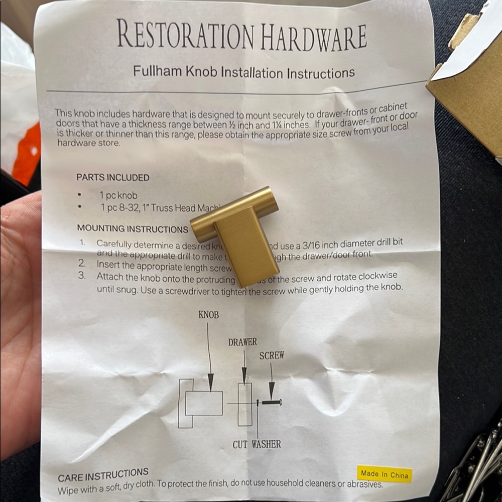 Restoration Hardware Gold Knob
